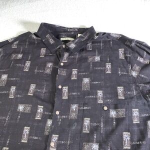 Batek Bay Shirt Mens 3XLT Black Palm Tree Hawaiian Rayon Short Sleeve Aloha